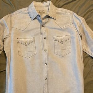 Ryan Michael’s cream white mens pearl snap shirt